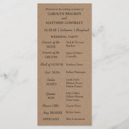 Hochzeitsprogramm | Rustikales Kraftpapier Programm