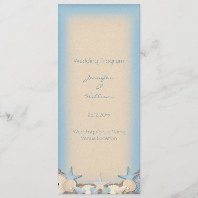 Hochzeitsprogramm Schöne Tropical Beach Muscheln Programm (Vorderseite)
