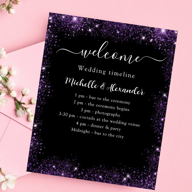 Hochzeitsprogramm Schwarzer lila Empfang (Von Creator hochgeladen)