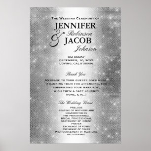Hochzeitsprogramm   Soft Silver Glitzer Look Poster