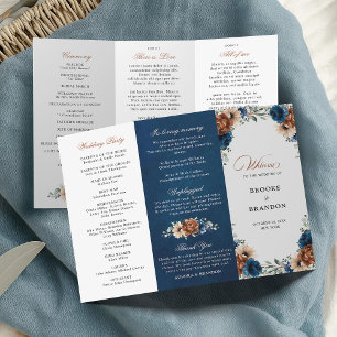 Hochzeitsprogramm Terracotta Navy Blue Greenerity
