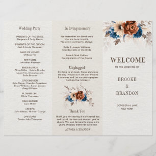 Hochzeitsprogramm Terracotta Navy Blue Pampas Gras
