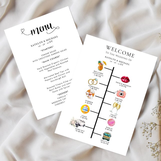 Hochzeitsprogramm und Hochzeitsmenü Menükarte (Von Creator hochgeladen)