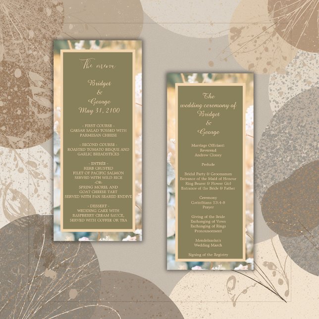 Hochzeitsprogramm und Speisekarte für eine Pastell Programm (Von Creator hochgeladen)