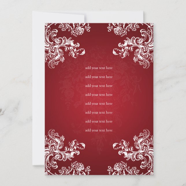 Hochzeitsprogramm Vintagen Wirbel 2 Rot einfügen Einladung (Vorderseite)