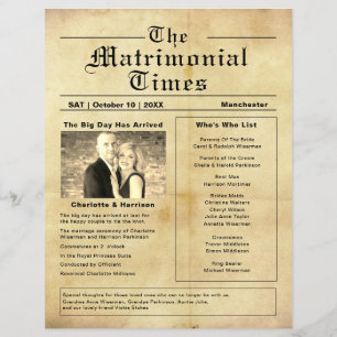 Hochzeitsprogramm Vintager Zeitungsstil Flyer