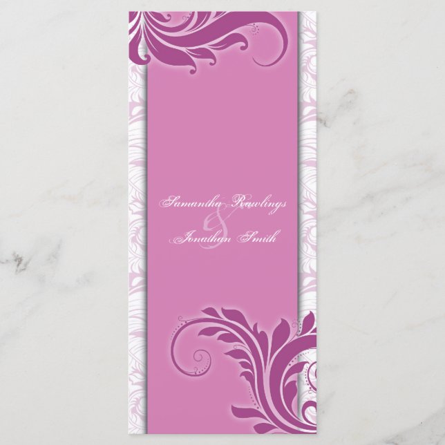 Hochzeitsprogramm Weißrosa Rosa Elegant Blumen Programm (Vorderseite)