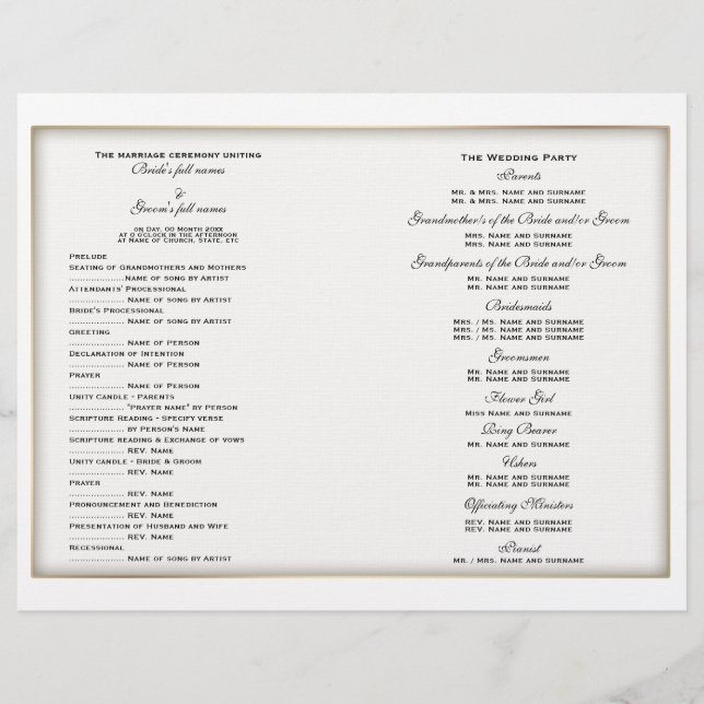 Hochzeitsprogramm (zwei) (Vorderseite)