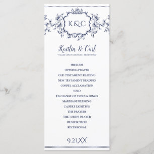 Hochzeitsprogramme - Elegante Blaue Reben Programm