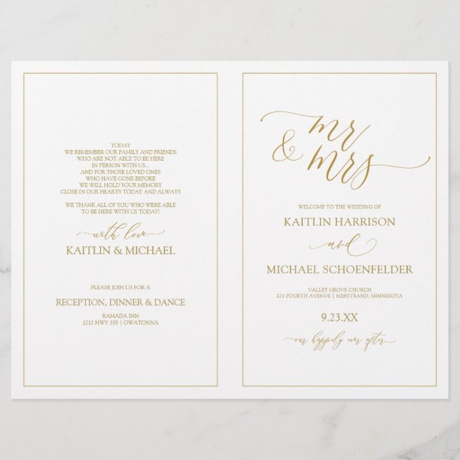 Hochzeitsprogramme Elegante Skinny Calligraphy (Go (Vorderseite)