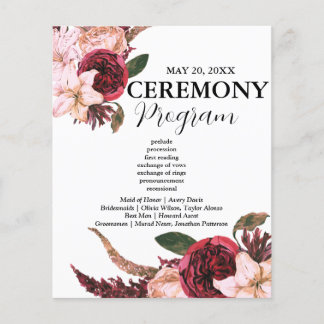 Hochzeitsprogramme für Burgund Sangria