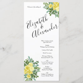 Hochzeitsprogramme für hellgelbe Rose und Peelings Menükarte