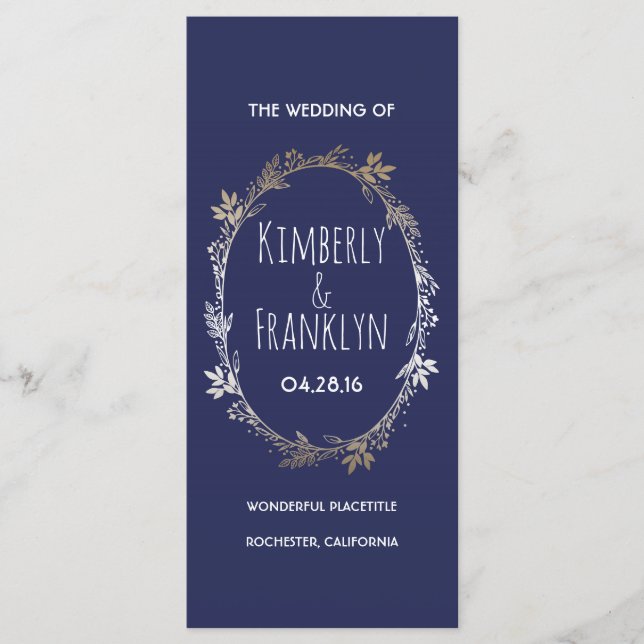 Hochzeitsprogramme für Marinekranke und Goldfloren Programm (Vorderseite)