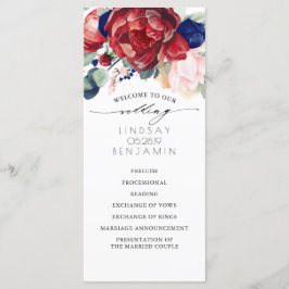 Hochzeitsprogramme für Navy Blue und Burgund Red F Programm