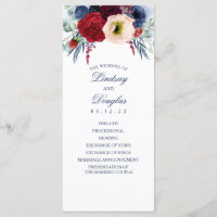 Hochzeitsprogramme für Navy Blue und Burgund Red F
