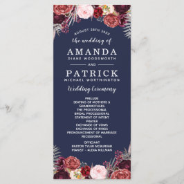 Hochzeitsprogramme für Navy Fall Marsala Blush Peo Programm