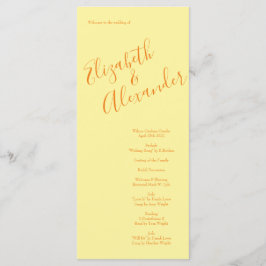 Hochzeitsprogramme für Orangefarbene Rose und Gelb Menükarte