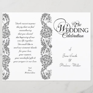 Hochzeitsprogramme für Schwarz-Weiß-Damast