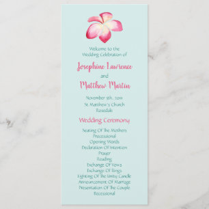 Hochzeitsprogramme für tropische Blume Plumeria Programm