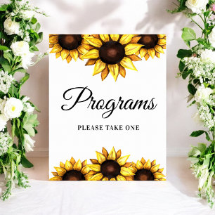 Hochzeitsprogramme Gelb Weiße Sonnenblume Poster