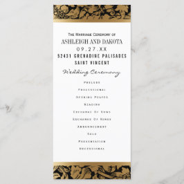 Hochzeitsprogramme | Golden Floral Damask auf schw Programm