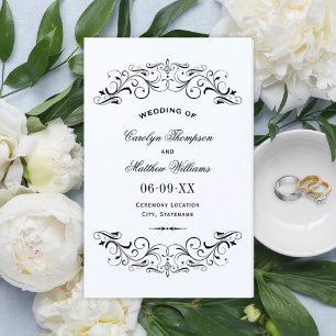 Hochzeitsprogramme im Vintage Schwarz-Weiß-Stil