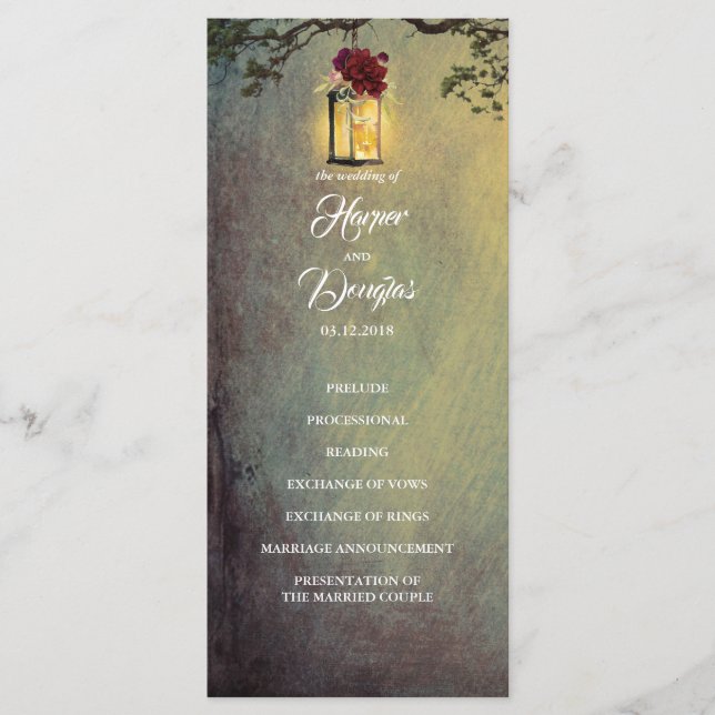 Hochzeitsprogramme mit roter Blumenlaterne Programm (Vorderseite)