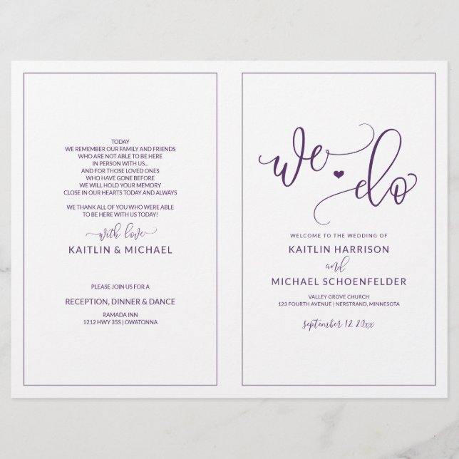 Hochzeitsprogramme Moderne Bounce Kalligraphie Pfl (Vorderseite)