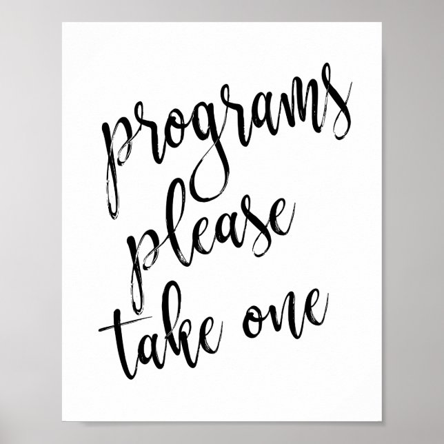 Hochzeitsprogramme Schwarz und Weiß 8x10 Zeichen Poster (Vorne)