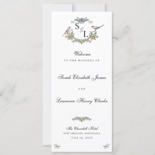 Hochzeitsprogrammkarte für Liebesvögel
