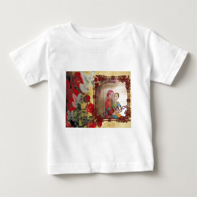 Hochzeitspuppe Portrait Grafik drucken Baby T-shirt (Vorderseite)