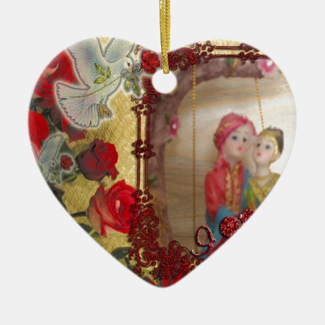 Hochzeitspuppe Portrait Grafik drucken Keramikornament (Vorne)