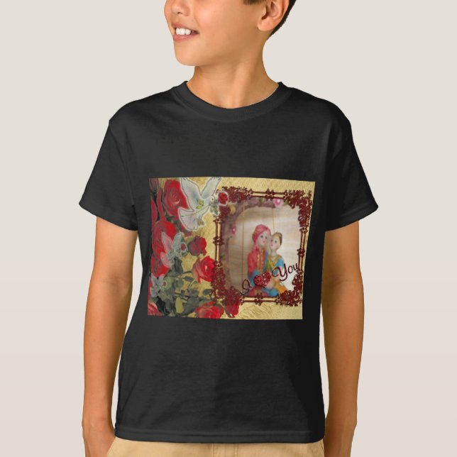 Hochzeitspuppe Portrait Grafik drucken T-Shirt (Vorderseite)
