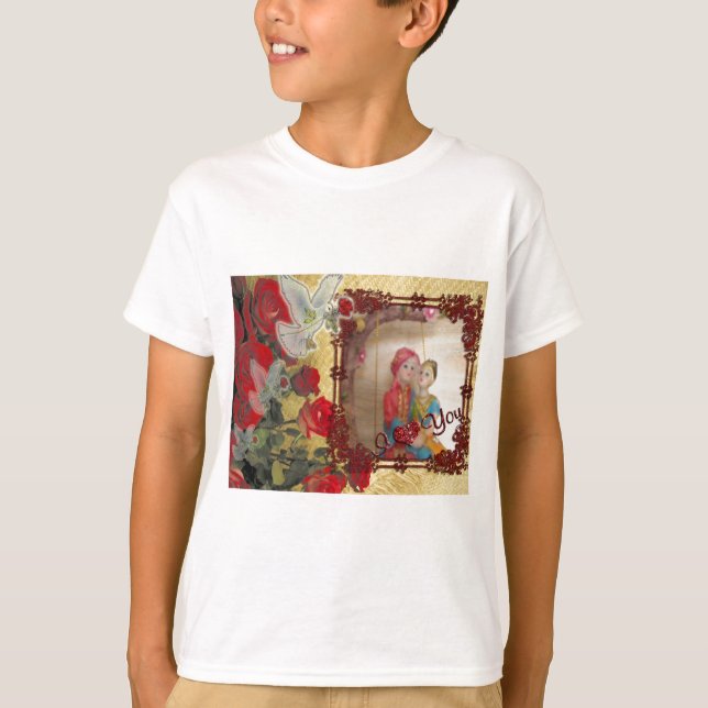Hochzeitspuppe Portrait Grafik drucken T-Shirt (Vorderseite)