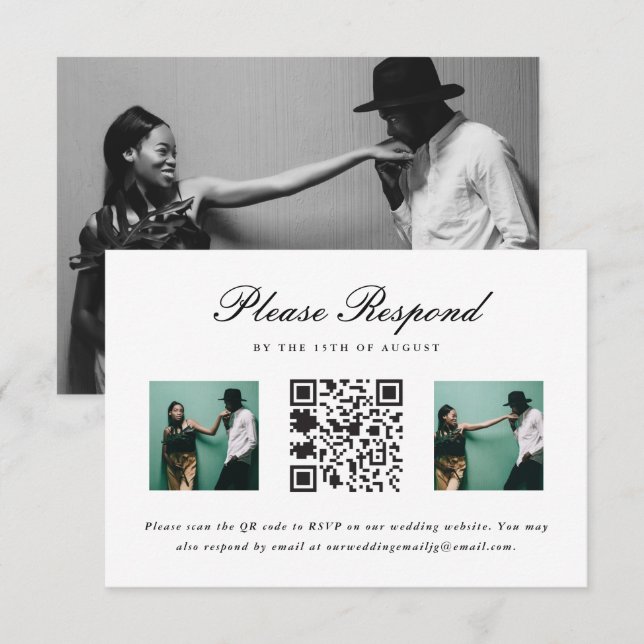 Hochzeitsrabatt mit QR-Code und Foto-Hochzeit RSVP Karte (Vorne/Hinten)