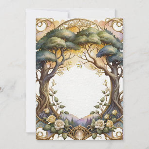 Hochzeitsrahmen Gold und Blume Magie Einladung