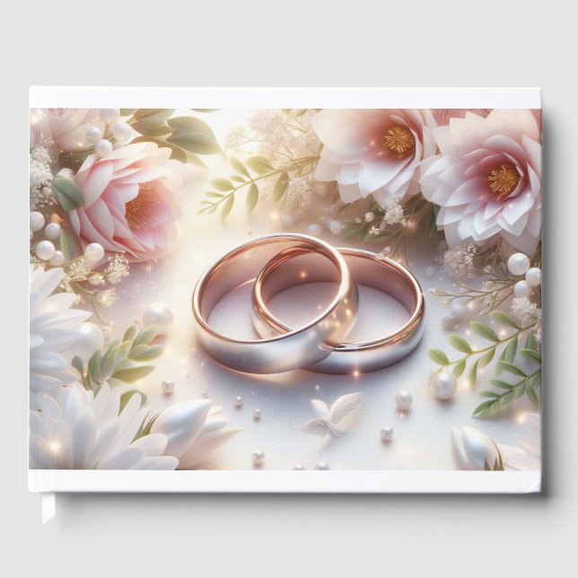 Hochzeitsraten und Blume Gästebuch (Vorderseite)