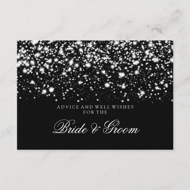 Hochzeitsratenkarte Silver Midnight Glam Hinweiskarte (Vorderseite)