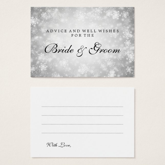 Hochzeitsratenkarte Silver Winter Wonderland (Vorne & Hinten)