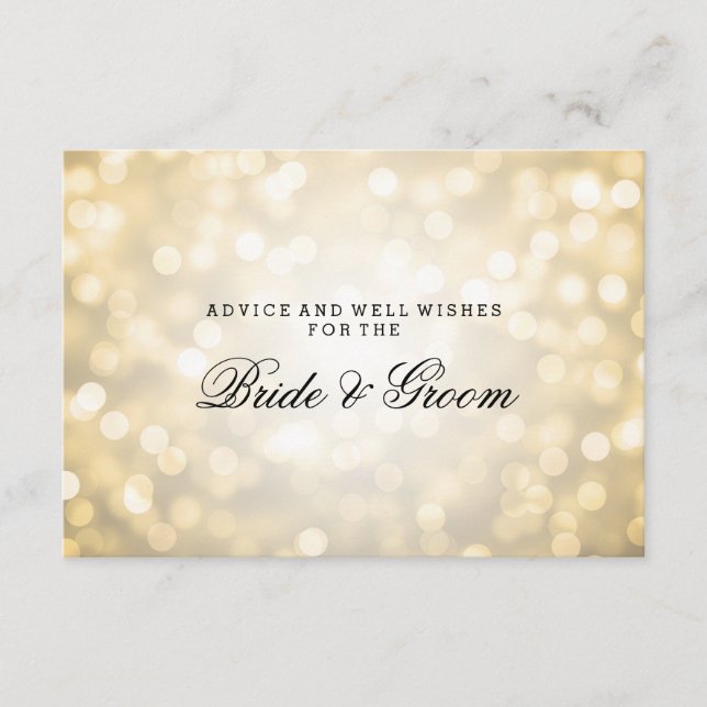 Hochzeitsratgeber Gold Glitzer Lights Hinweiskarte (Vorderseite)