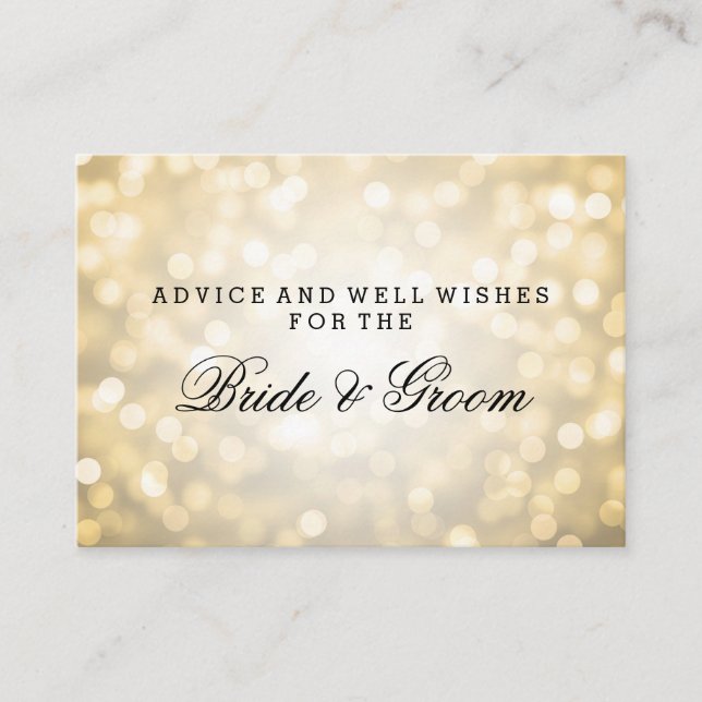 Hochzeitsratgeber Gold Glitzer Lights Hinweiskarte (Vorderseite)