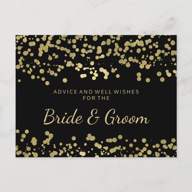 Hochzeitsratgeber Goldene Foil Look Confetti Hinweiskarte (Vorderseite)