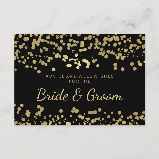 Hochzeitsratgeber-Karte Gold Foil Look Confetti Hinweiskarte (Vorderseite)