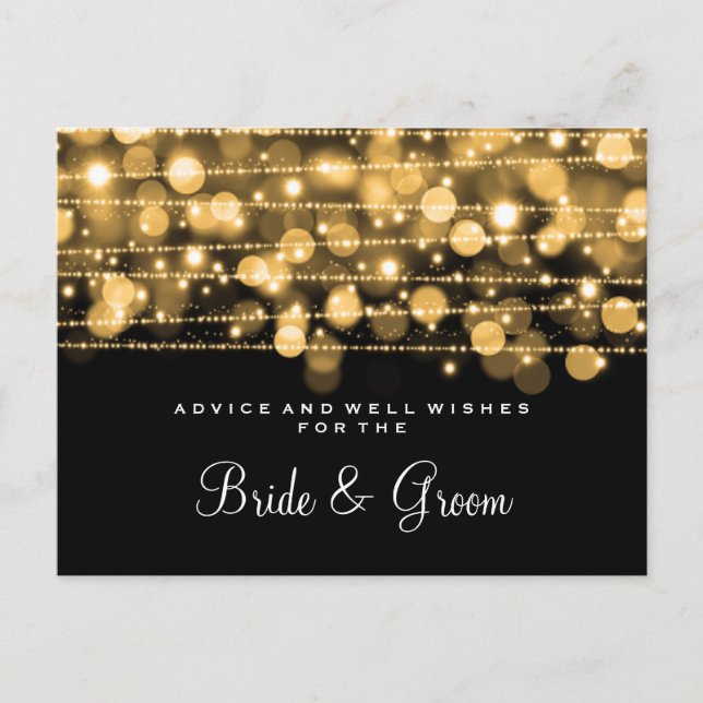 Hochzeitsratgeber Party Glitzern Gold Hinweiskarte (Vorderseite)
