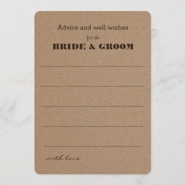 Hochzeitsratgeber | Rustikales Kraftpapier Hinweiskarte (Vorderseite)