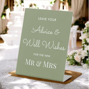 Hochzeitsratgeber Sage Green Well wünscht Sockelschild