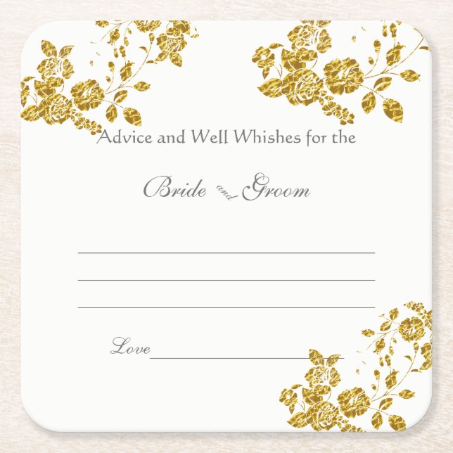 Hochzeitsratgeber und Brunnenwünsche, Gold Foil Ro Rechteckiger Pappuntersetzer (Vorderseite)
