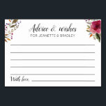 Hochzeitsratgeber und Wünsche mit Burgund-Blume Tischnummer<br><div class="desc">Diese wunderschönen personalisierten Ratschläge und Wunschkarten sind das perfekte Kompliment für Ihren Hochzeitsempfang oder Ihre Brautdusche. Dieses Design besticht durch bordeauxfarbene Blume und Platz für die Gäste,  um ihre Gedanken für Sie verlassen. Dies ist eine großartige Alternative zum Gästebuch. Koordinationszeichen verfügbar.</div>