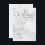 Hochzeitsratgeber und Wunschkarte aus klassischem  Hinweiskarte<br><div class="desc">Fügen Sie Ihrer Hochzeit eine persönliche Touch mit einem modernen Skript Hochzeitsratschlag und Wunschkarte hinzu. Diese Ratenkarte enthält den Titel "Worte der Weisheit" mit Details in grauem Skript und sans serif Schriftart Stil auf weißem Marmor Hintergrund. Ideal für Hochzeiten,  Babydusche,  Geburtstagsparty,  Brautparty,  Junggeselinnen-Abschied und alle besondere Anlässe.</div>