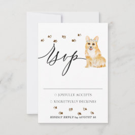 Hochzeitsreaktion Begrüßungskorgi-Hund RSVP Karte